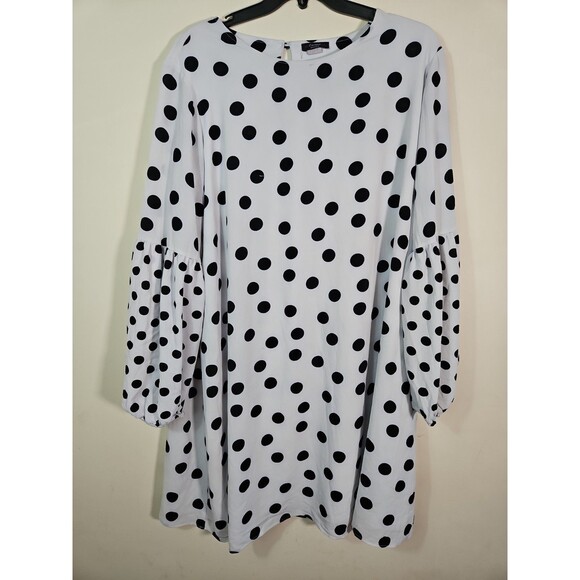 Cocomo Dresses & Skirts - Cocomo Women Plus Size 2x Polka Dot Classy Black White Long Sleeve Dress Knee L